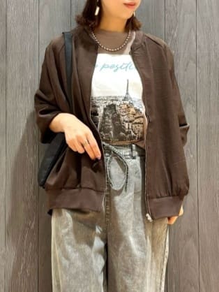 meiさんの「SHOO･LA･RUE｜【洗濯機可/S-LL】さっと羽織れる 軽量リブブルゾン」を使ったコーディネート