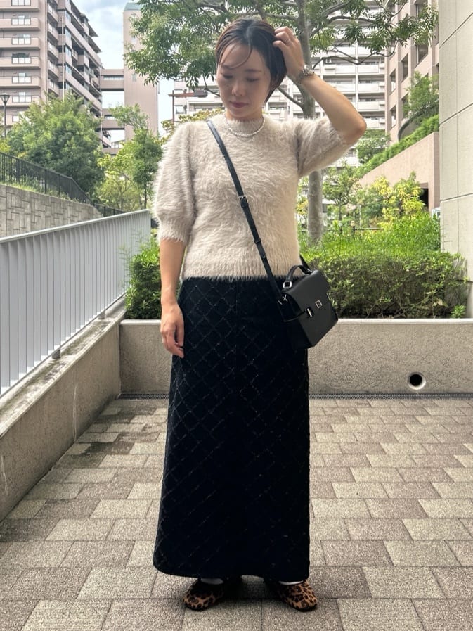 ga_riさんの「THE SHOP TK｜【大人の魅力引き出す】5分袖フェザーニット/洗える」を使ったコーディネート