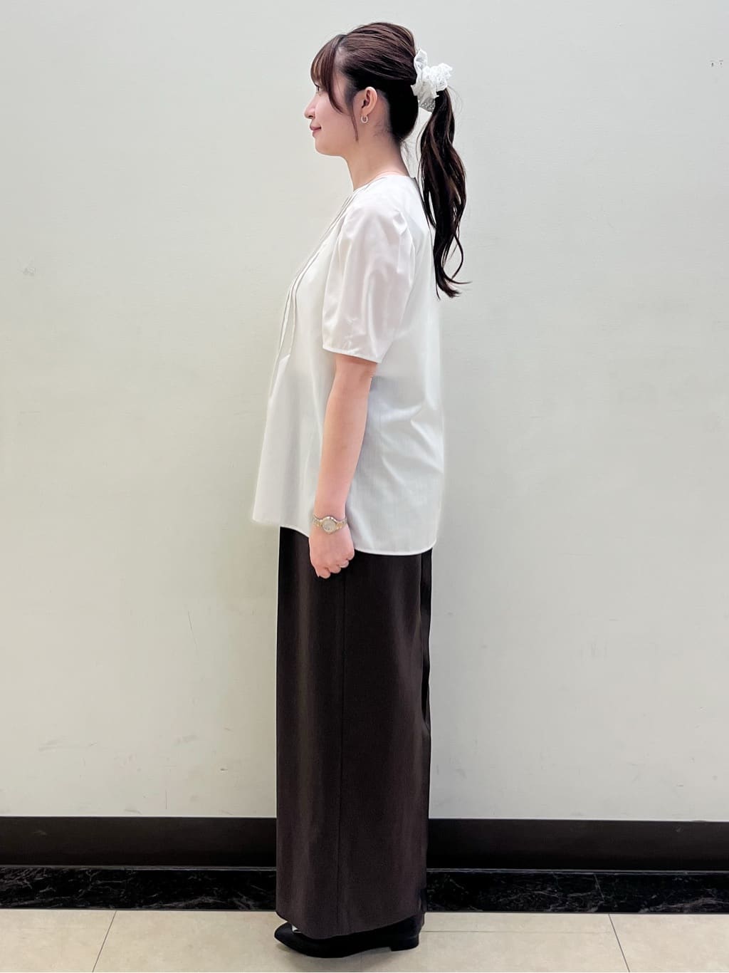 mikikoさんの「Reflect｜【すっきり見え！長め丈】ピンタックデザインチュニックブラウス」を使ったコーディネート