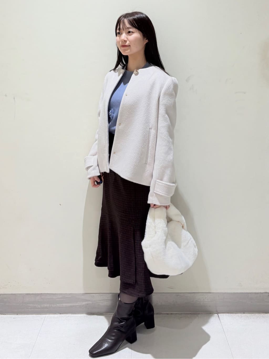 きみさんの「OPAQUE.CLIP｜フラワーモチーフハイネックニット【洗える】」を使ったコーディネート