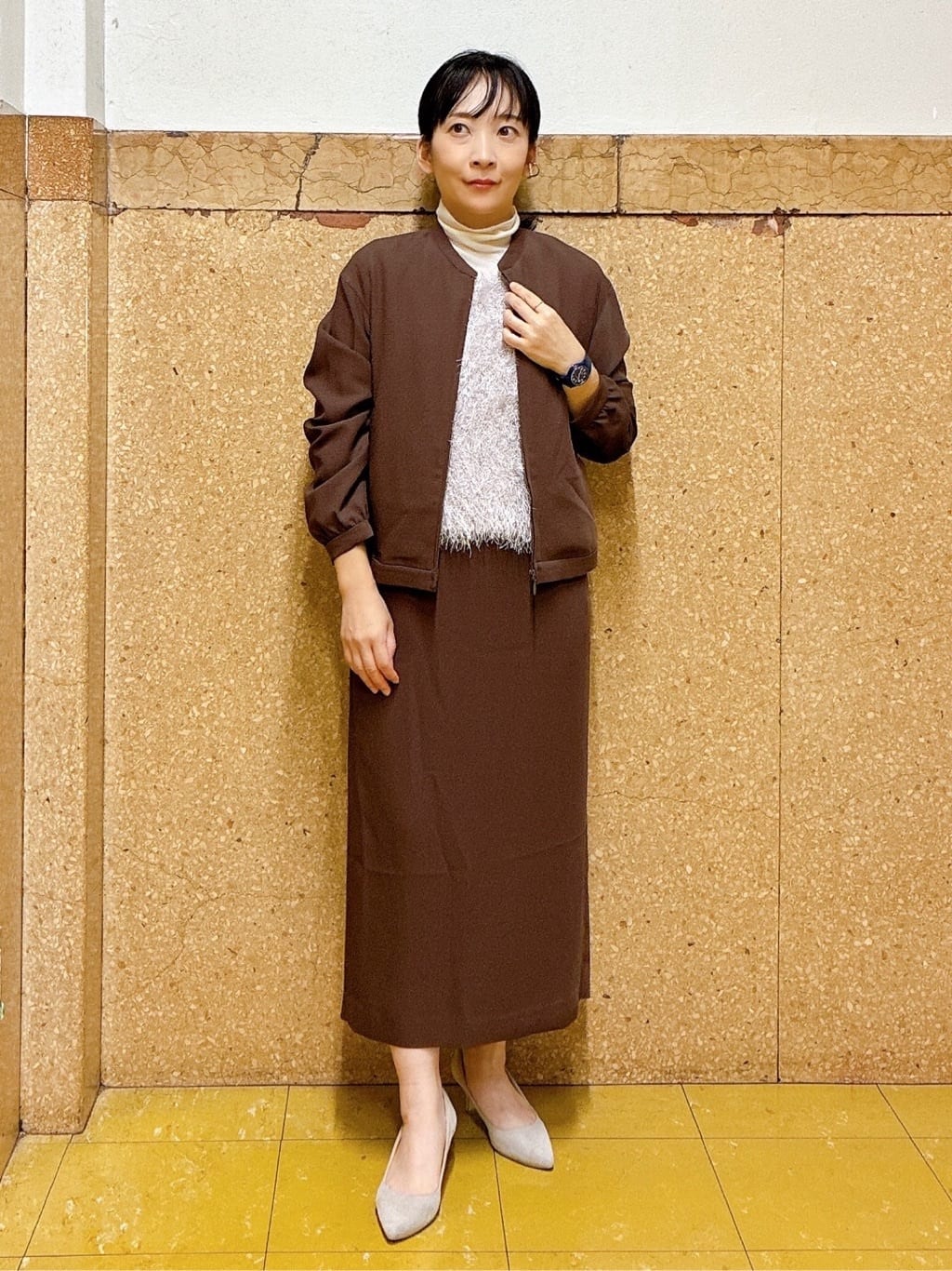 hattoriさんの「INDIVI｜フェザーモールニットベスト」を使ったコーディネート