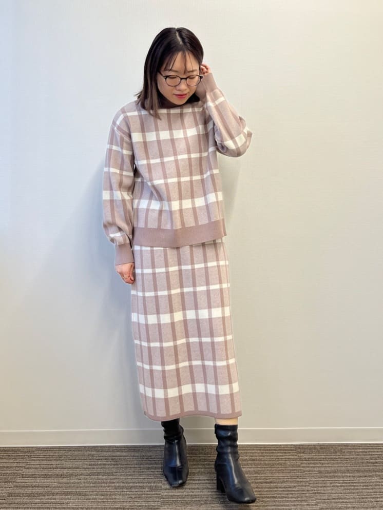 saoriさんの「【手洗い可】タイトスカートニットセットアップ」を使ったコーディネート