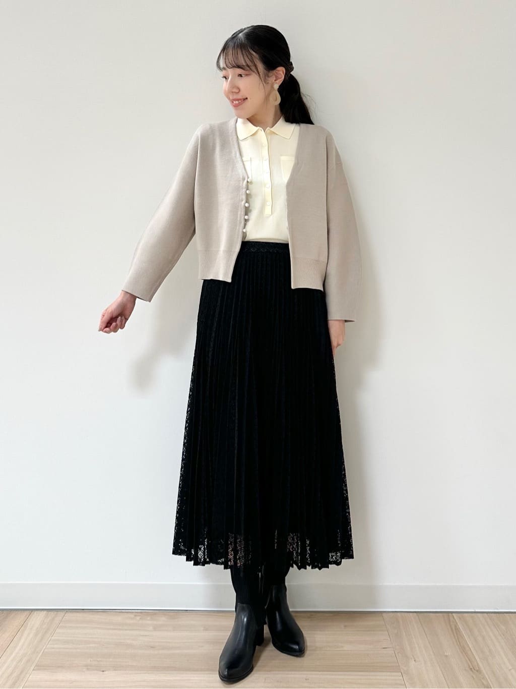 Momoさんの「Reflect｜【透けにくい◎】衿付き七分袖ニット」を使ったコーディネート
