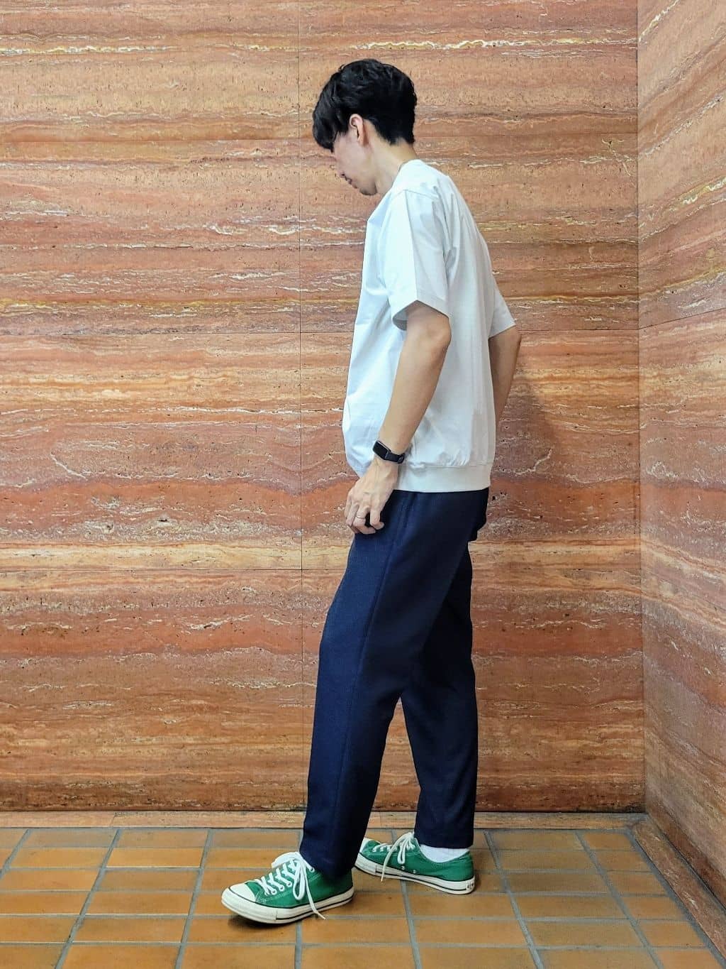 piroyaさんの「TAKEO KIKUCHI｜【抗菌防臭／5サイズ展開】ハイゲージポンチ Tシャツ」を使ったコーディネート