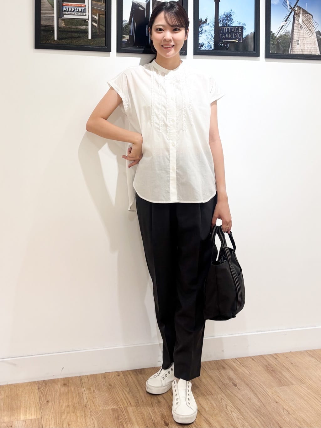 Ririkaさんの「Dessin｜【洗える】スタンドカラーフリルブラウス」を使ったコーディネート