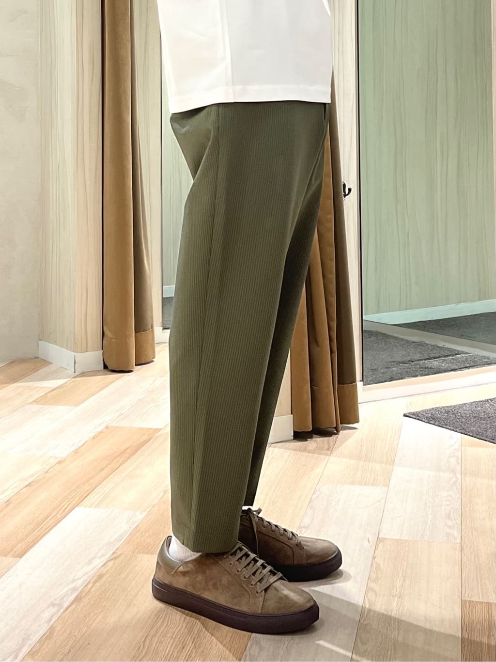 URAさんの「TAKEO KIKUCHI｜【COOL CITY WEAR】ストライプジャージ ボタンダウンシャツ /接触冷感」を使ったコーディネート