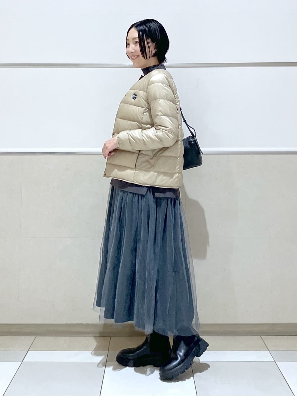 eriko さんの「Dessin｜【洗える】ニットチュールドッキングワンピース」を使ったコーディネート
