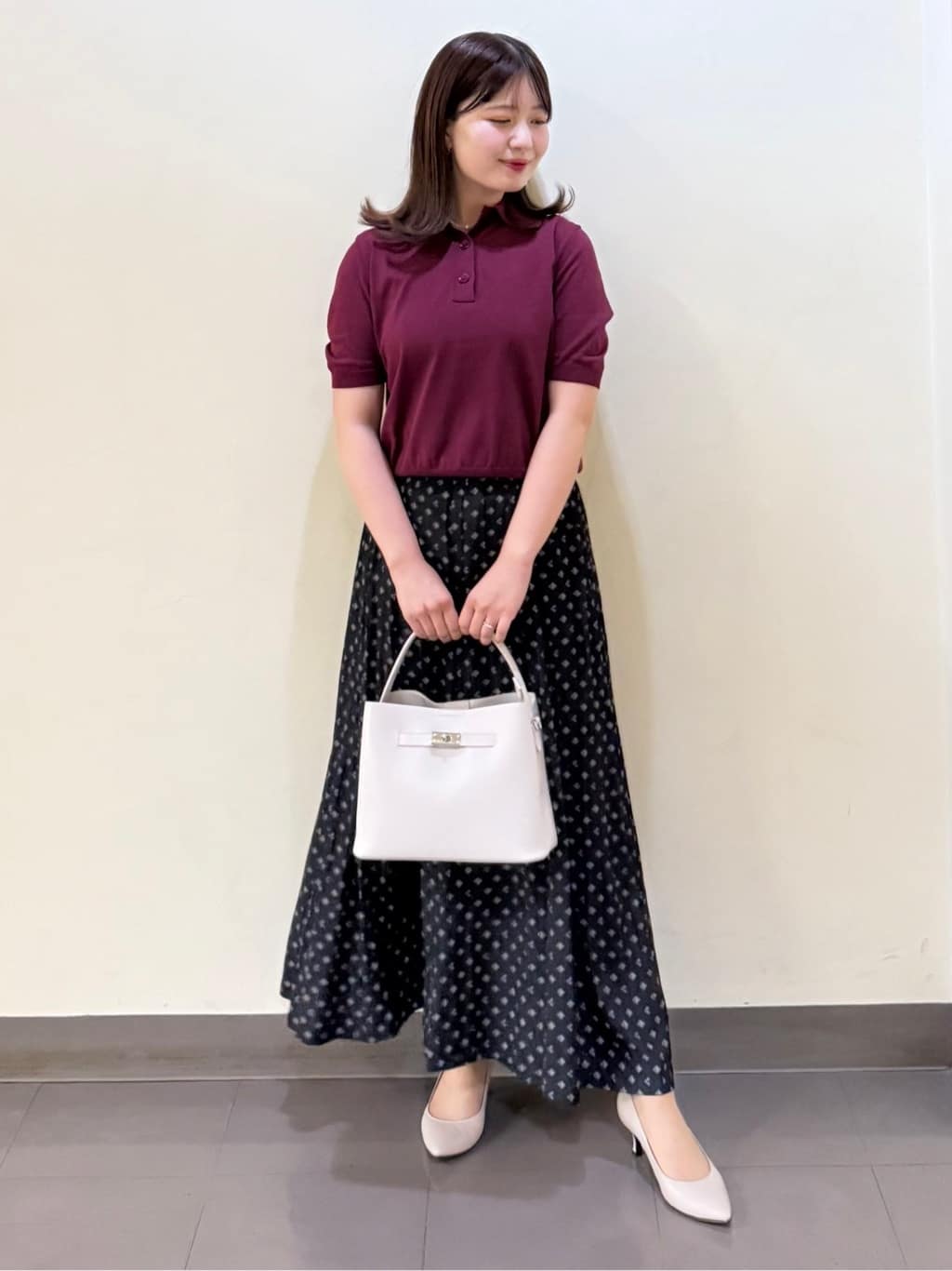 いくみさんの「UNTITLED｜【トレンド/きれいめ】5分袖ポロニット」を使ったコーディネート
