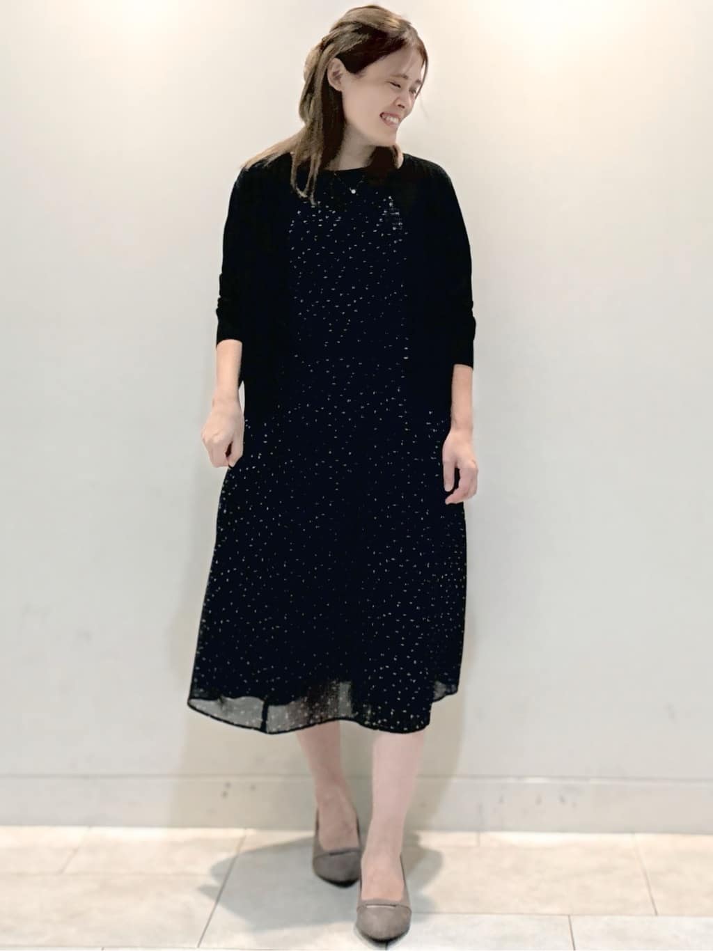 S&auml;K&iuml;さんの「Reflect｜【WEB先行カラーあり／マシンウォッシュ可／ナローベルト付き】オフボディツイードチェックワンピース」を使ったコーディネート