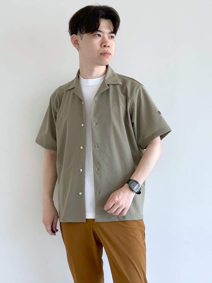 イッシーさんの「TAKEO KIKUCHI｜【COOL CITY WEAR】エアートール オープンカラーシャツ /接触冷感・通気性」を使ったコーディネート