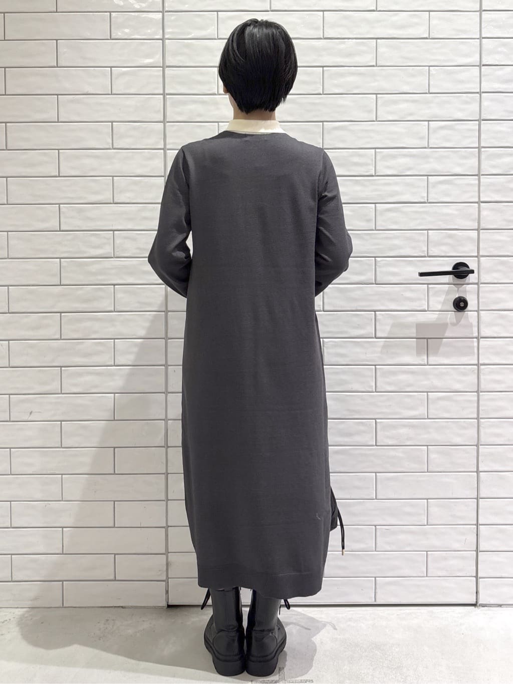 ayumiさんの「OPAQUE.CLIP｜配色ポロ衿ニットワンピース【洗濯機OK】」を使ったコーディネート