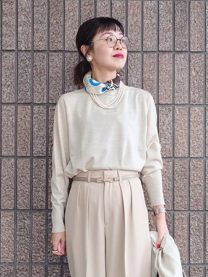 MUTSUKOさんの「UNTITLED｜【アンサンブル可/洗える/ボタンなし】シルクウールカシミヤ 着流しカーディガン」を使ったコーディネート
