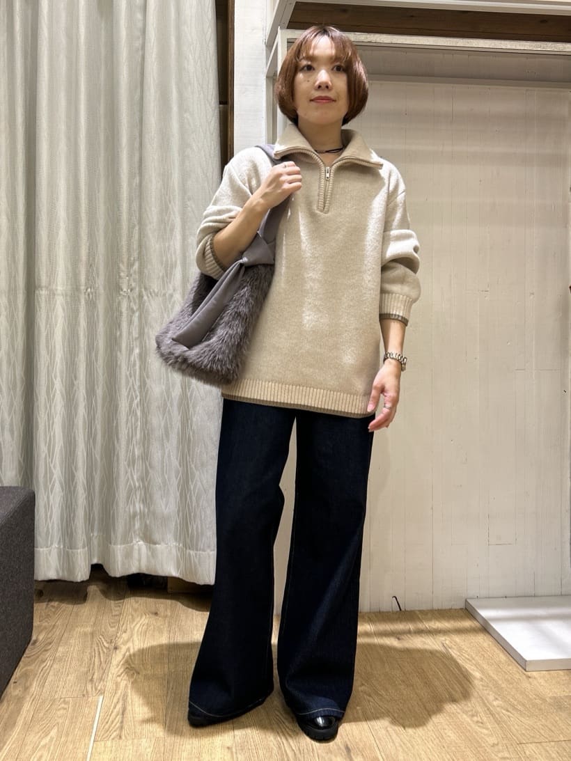 ga_riさんの「THE SHOP TK｜纏うだけで大人上品 シャギーチェスターハーフコート」を使ったコーディネート