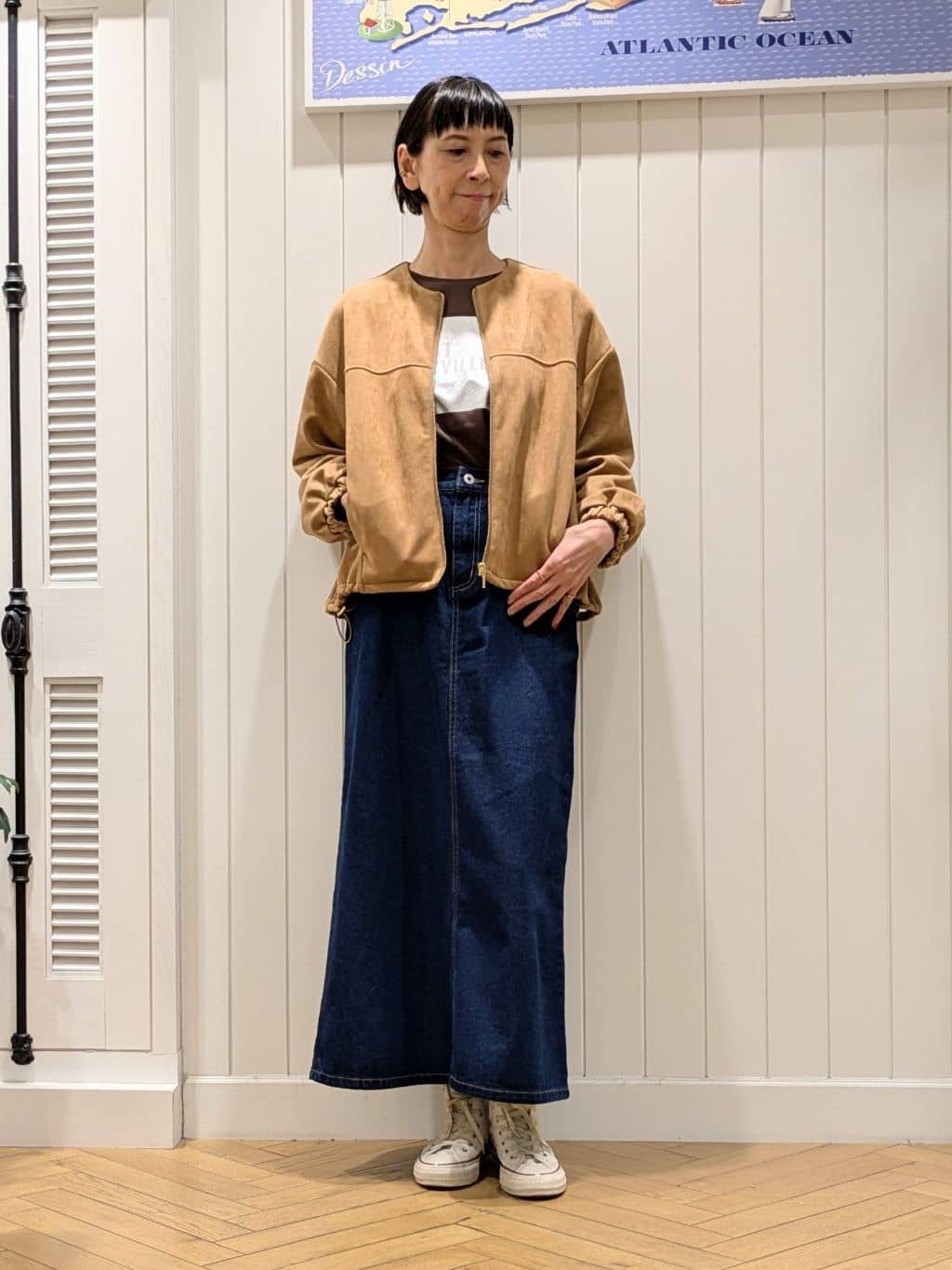 micoさんの「Dessin｜【洗える】箔プリントロングTシャツ」を使ったコーディネート
