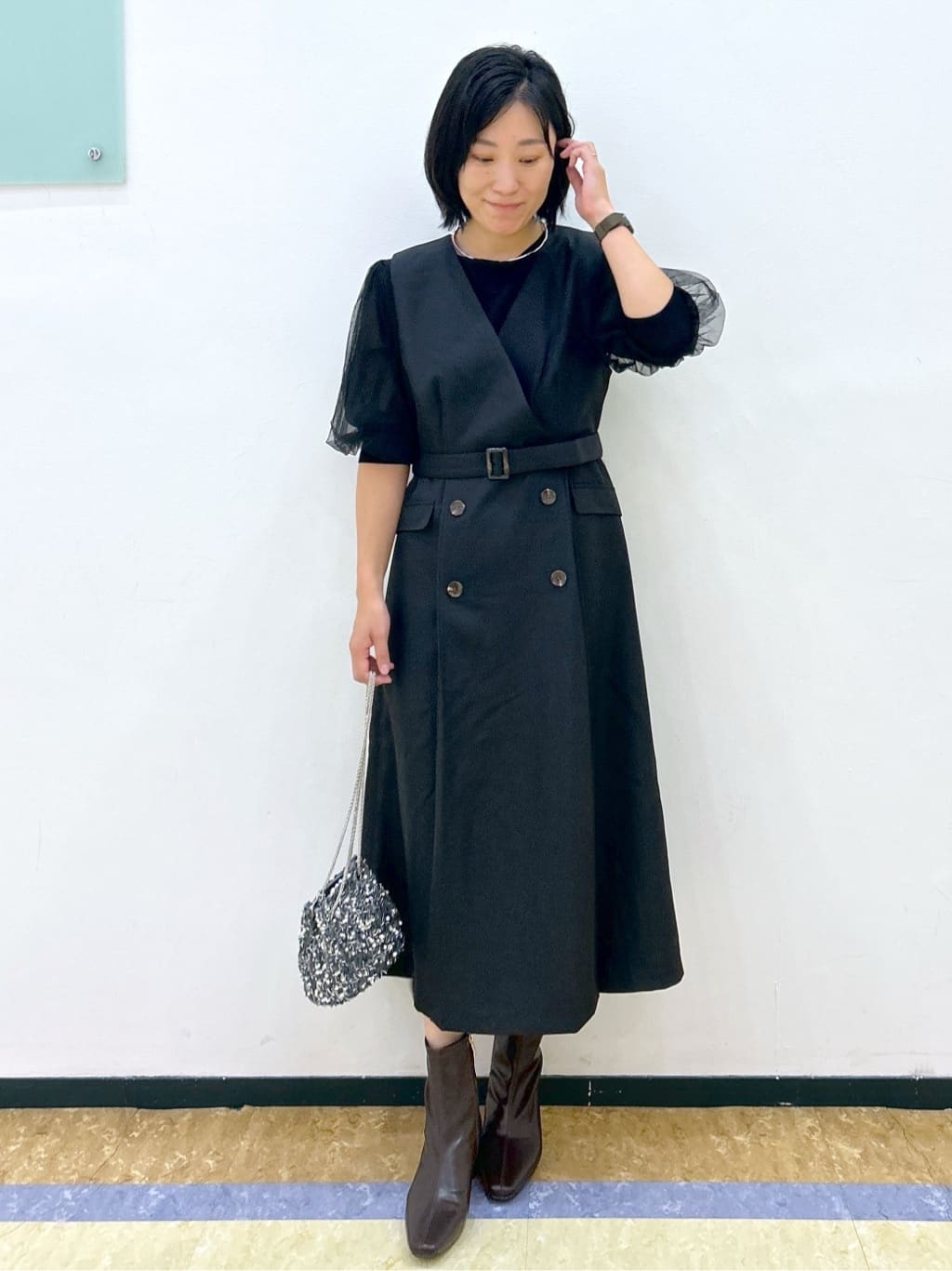 su.さんの「index｜《5色展開》マジョリカプリーツスリーブニット【洗濯機洗い可】」を使ったコーディネート