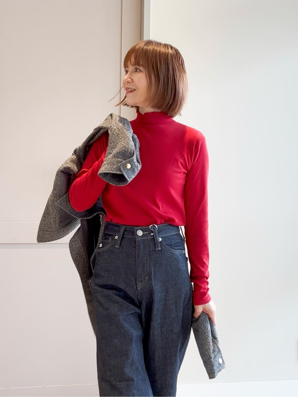 yamakoさんの「grove｜毎日にちょうどいい、テレコメロータートルネック」を使ったコーディネート