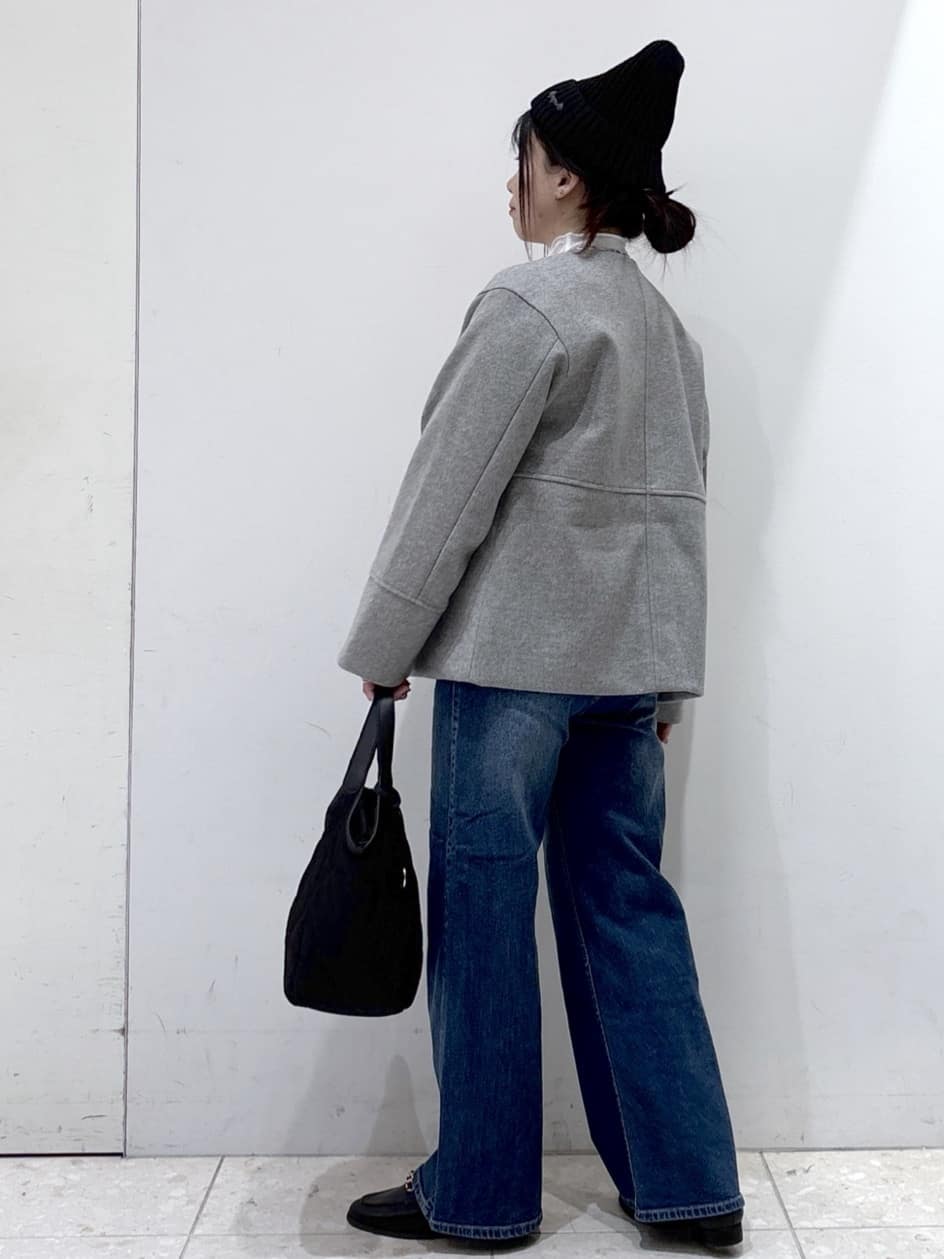 mameさんの「OPAQUE.CLIP｜ウールライクメルトンノーカラーコート【洗濯機洗い可】」を使ったコーディネート