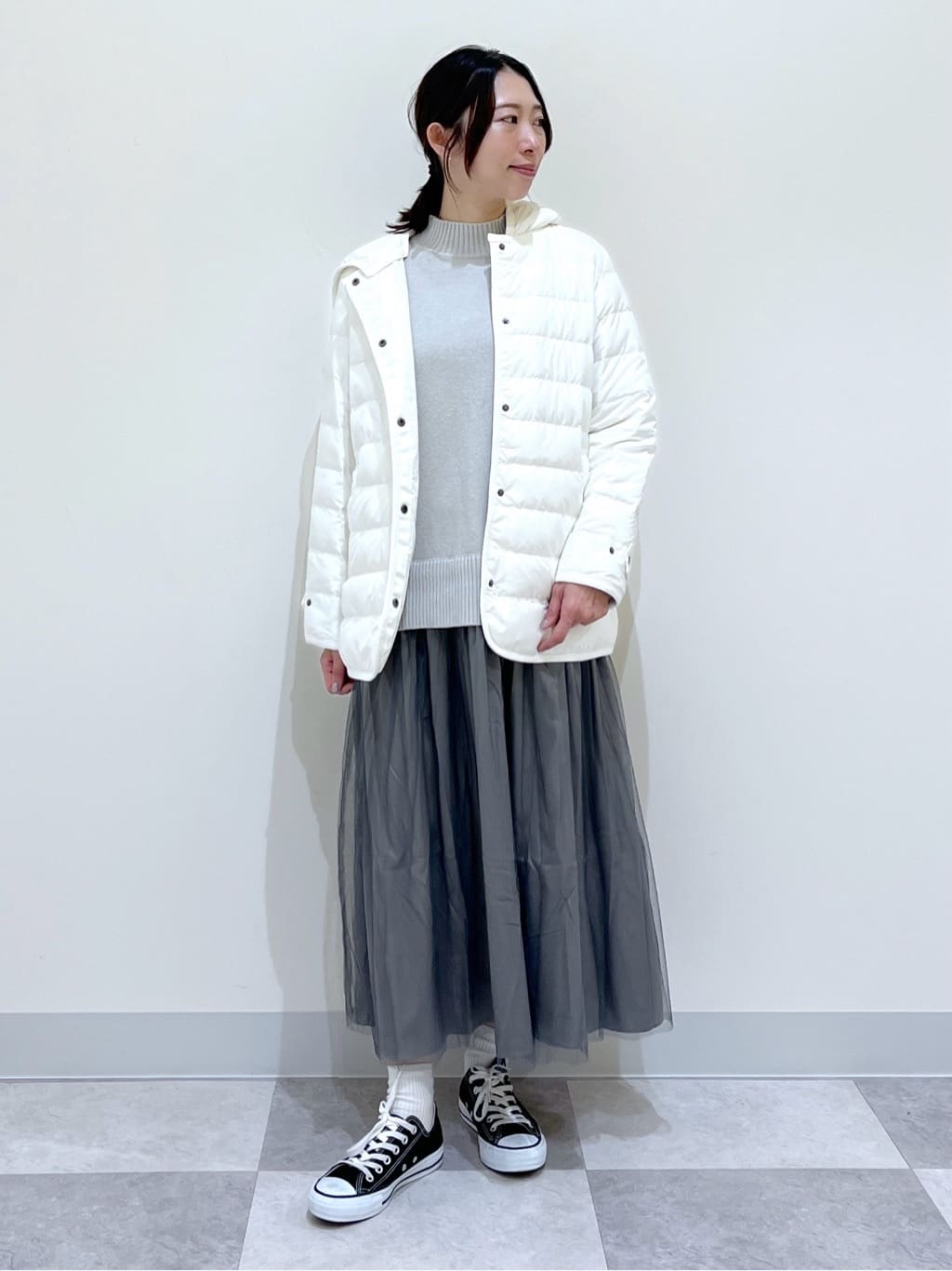 canaさんの「Dessin｜【洗える】ニットチュールドッキングワンピース」を使ったコーディネート