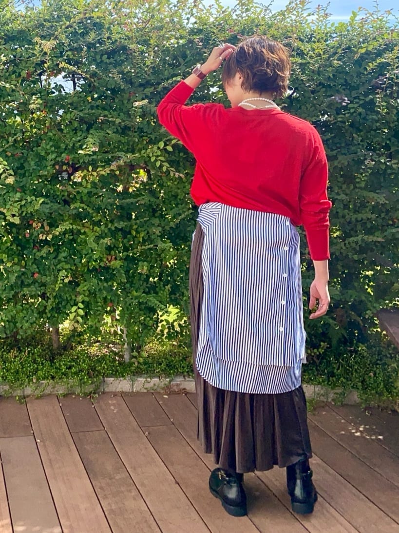 mari_831さんの「UNTITLED｜【アンサンブル可/洗える】シルクウールカシミヤ ドルマンスリーブニット」を使ったコーディネート