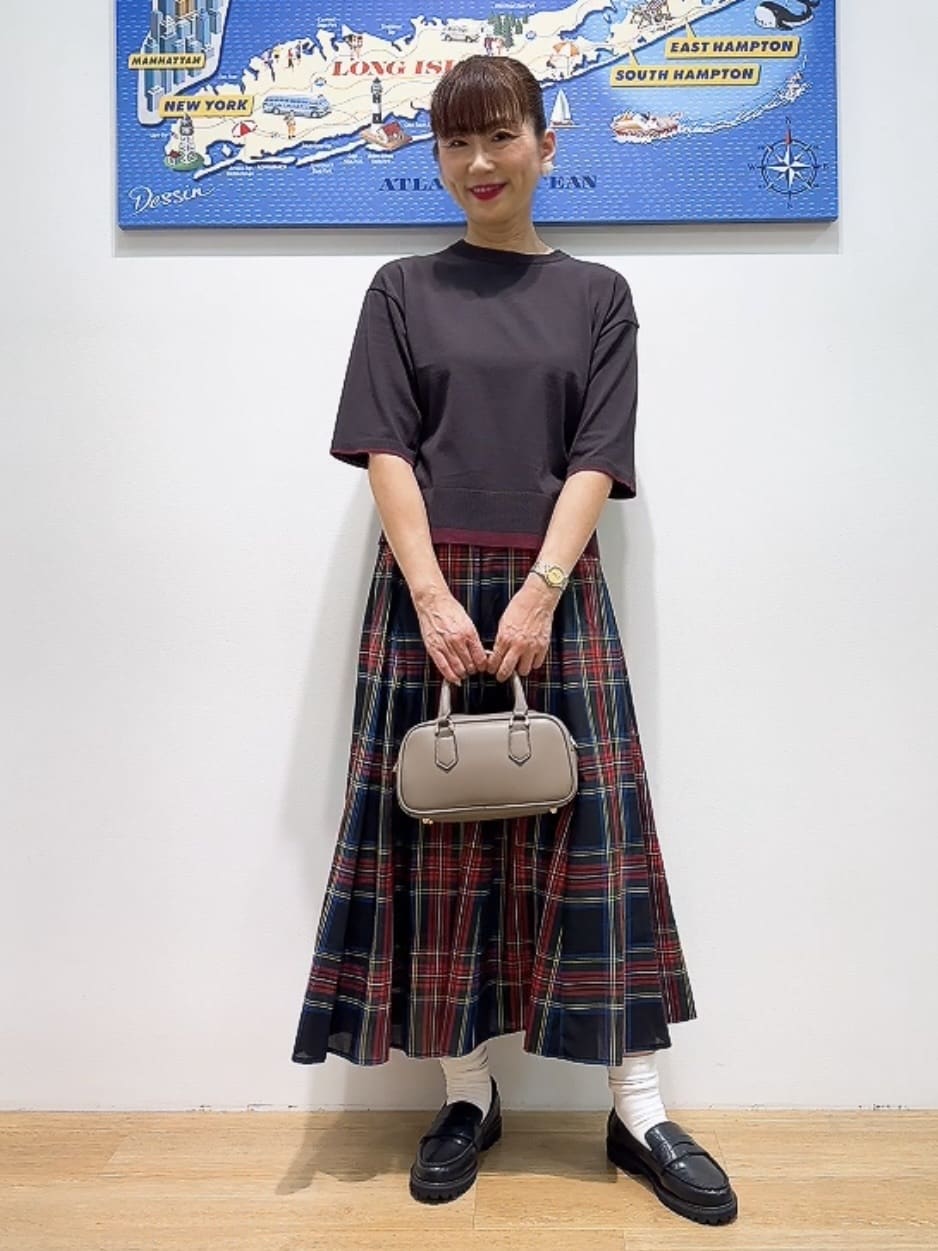Yasucoさんの「Dessin｜【洗える】バイカラーショート丈ニット」を使ったコーディネート