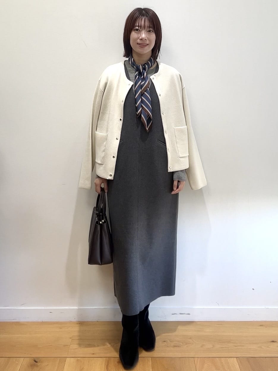 RINAさんの「OPAQUE.CLIP｜ウールライクジャンパードレス【洗濯機洗い可】」を使ったコーディネート
