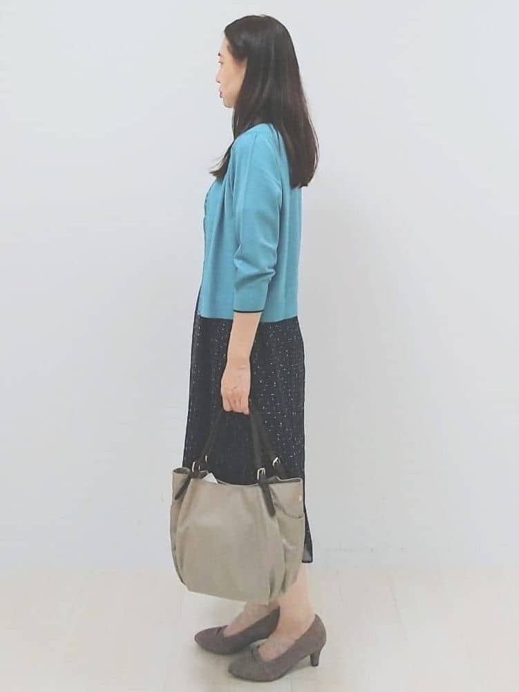 SANAさんの「Reflect｜【WEB先行カラーあり／マシンウォッシュ可／ナローベルト付き】オフボディツイードチェックワンピース」を使ったコーディネート