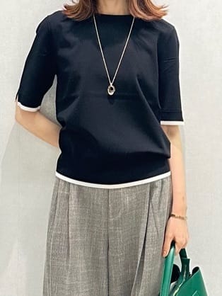 Miwaさんの「UNTITLED｜【アンサンブル可/薄手/洗える】5分袖クルーニット」を使ったコーディネート