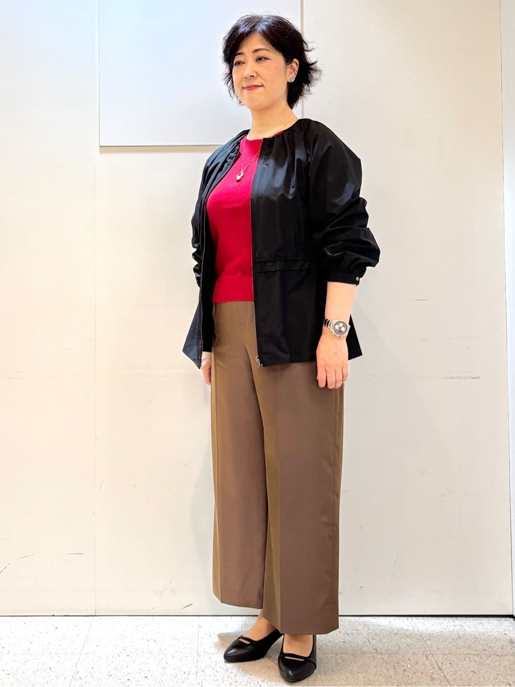 ヤスコさんの「Reflect｜【パンツにもスカートにも合わせやすい◎】ライティブルゾン」を使ったコーディネート