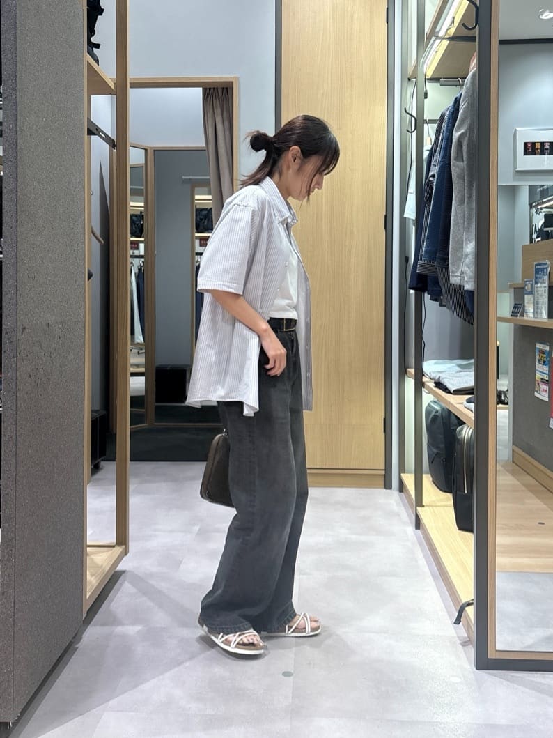 よぴさんの「TAKEO KIKUCHI｜【COOL CITY WEAR】ストライプジャージ ボタンダウンシャツ /接触冷感」を使ったコーディネート