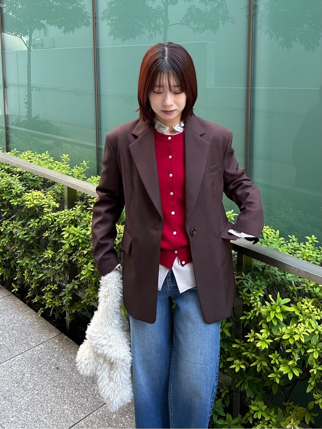 RINAさんの「OPAQUE.CLIP｜クルーニットカーディガン／エクストラファインメリノウール【THEシリーズ／洗濯機OK】」を使ったコーディネート