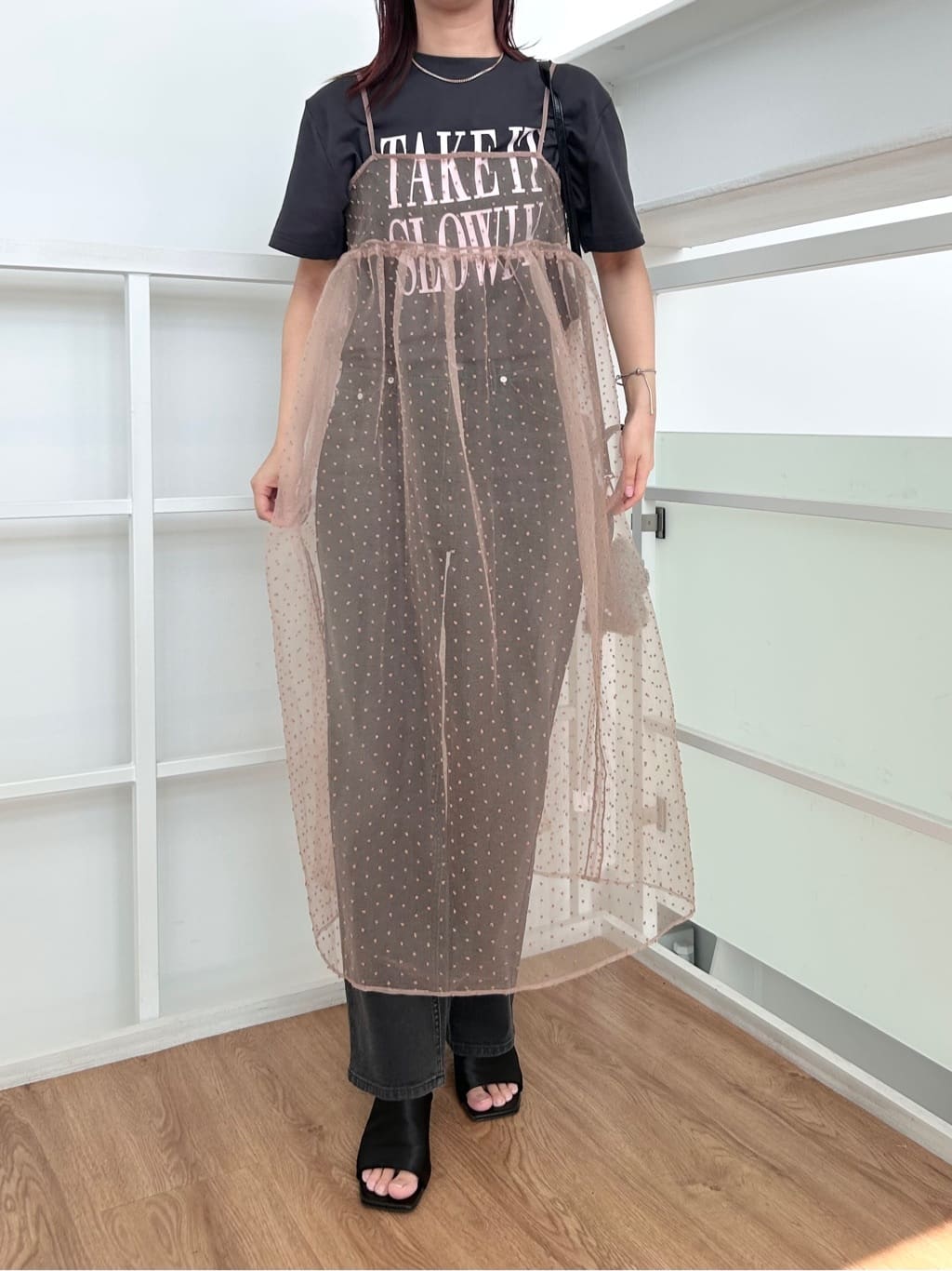 RINAさんの「OPAQUE.CLIP｜ロゴプリントTシャツ【洗濯機洗い可】」を使ったコーディネート
