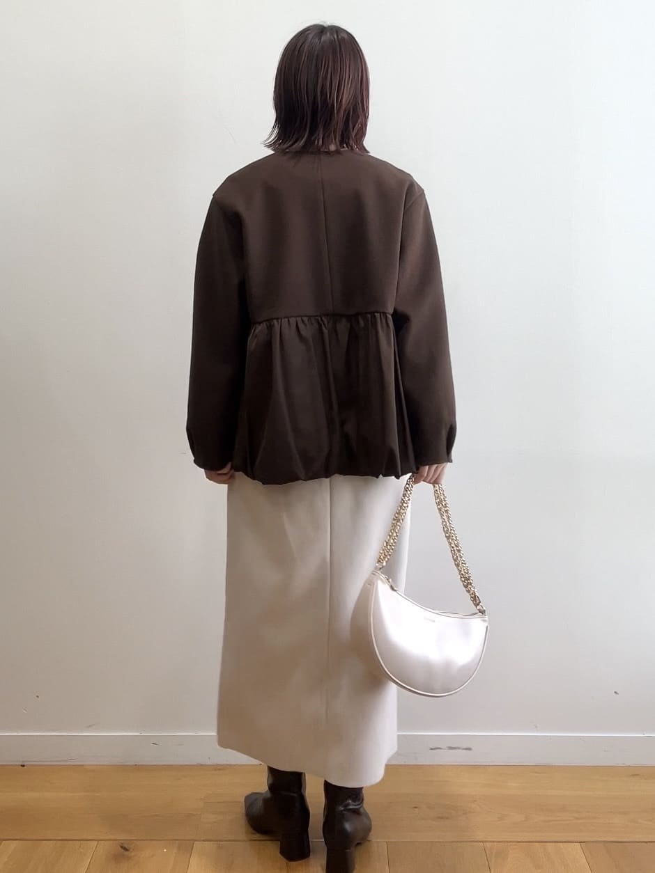 RINAさんの「OPAQUE.CLIP｜ウールライクペプラムドッキングアウター【洗濯機洗い可】」を使ったコーディネート