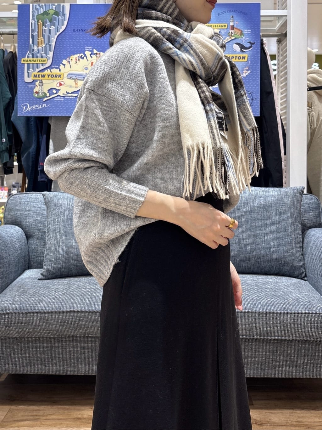 risaさんの「Dessin｜【洗える】クルーネックワイドニット」を使ったコーディネート