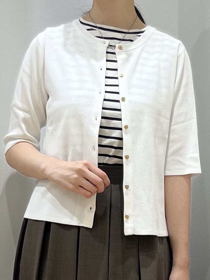 SAKIさんの「Dessin｜【UVカット/洗える】2WAY五分袖カーディガン」を使ったコーディネート