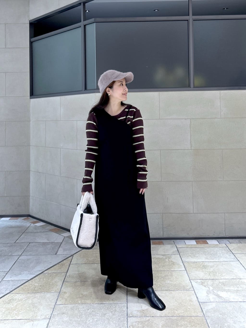 よねさんの「INDIVI｜ファーキャップ」を使ったコーディネート