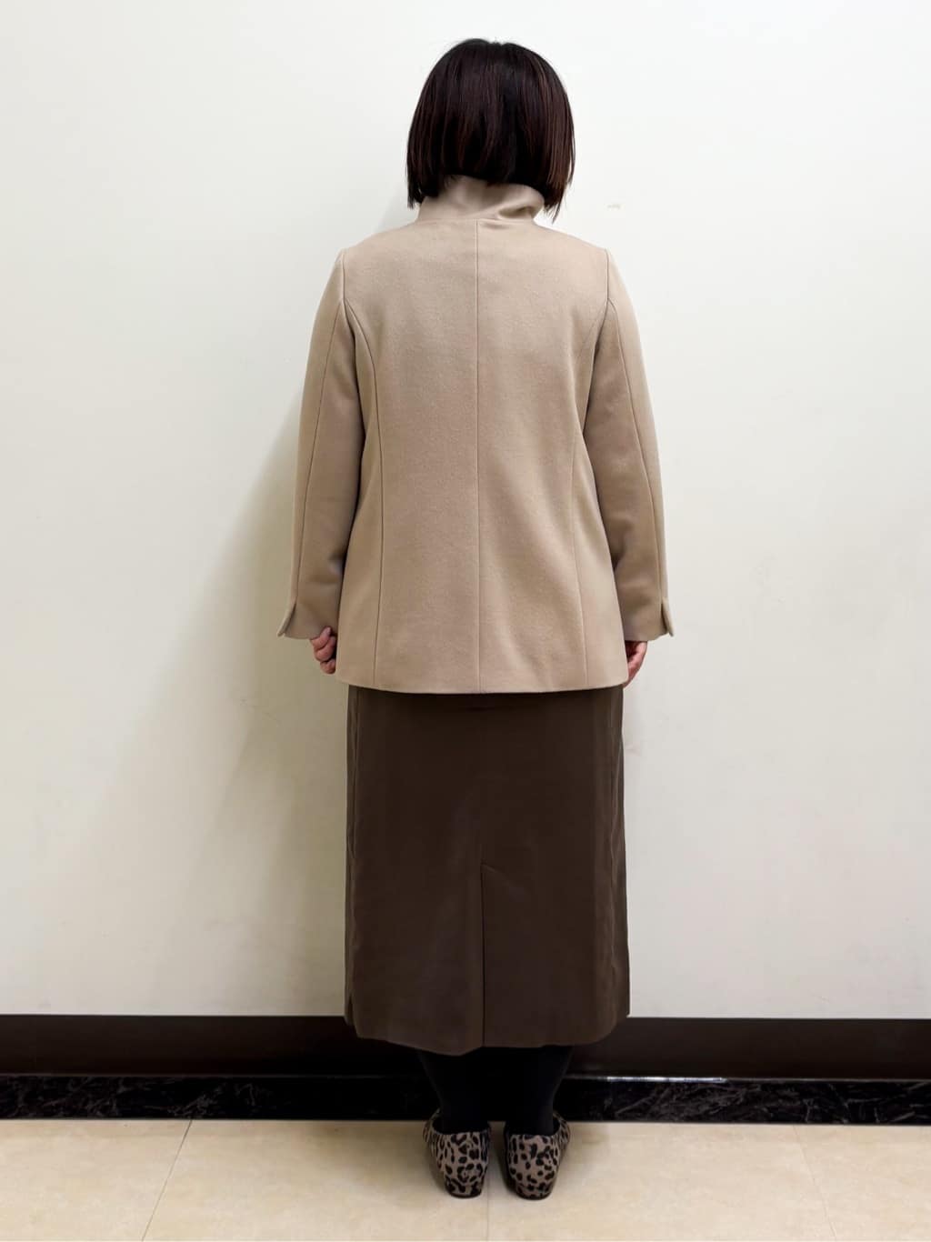 ミヨさんの「Reflect｜【SS-4Lサイズ／衿が顔に当たらない◎】スタンドネックミドルコート」を使ったコーディネート