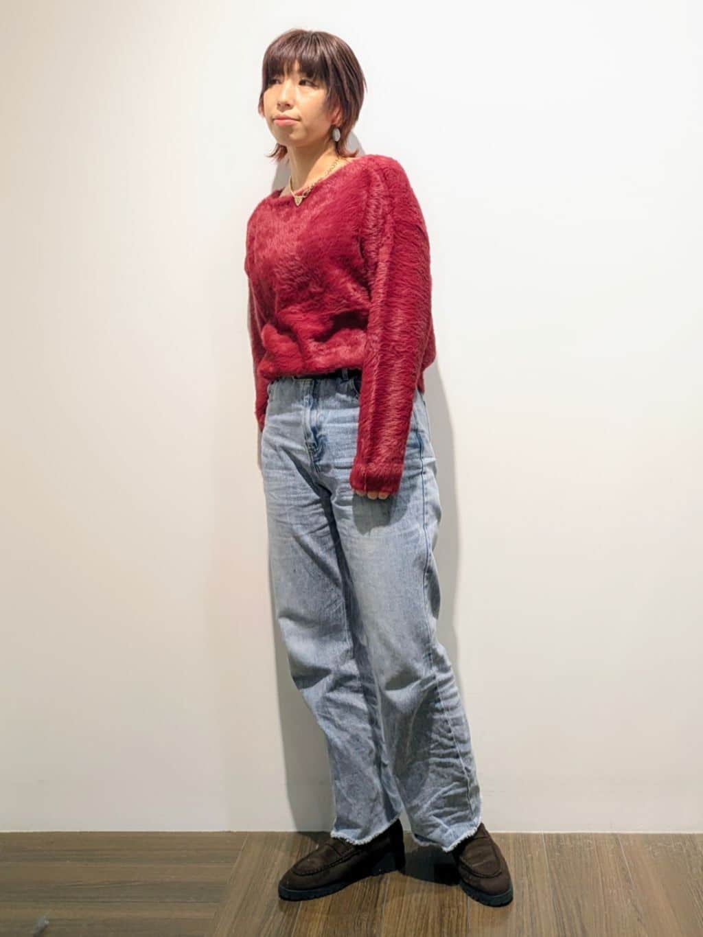 4410さんの「THE SHOP TK｜【華やかで柔らか】ふわふわフェザーニット/洗える・前後2WAY」を使ったコーディネート
