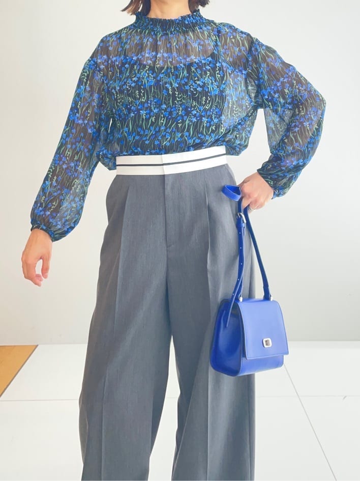 murayamaさんの「INDIVI｜【ウール調素材】ベルトデザインワイドパンツ」を使ったコーディネート