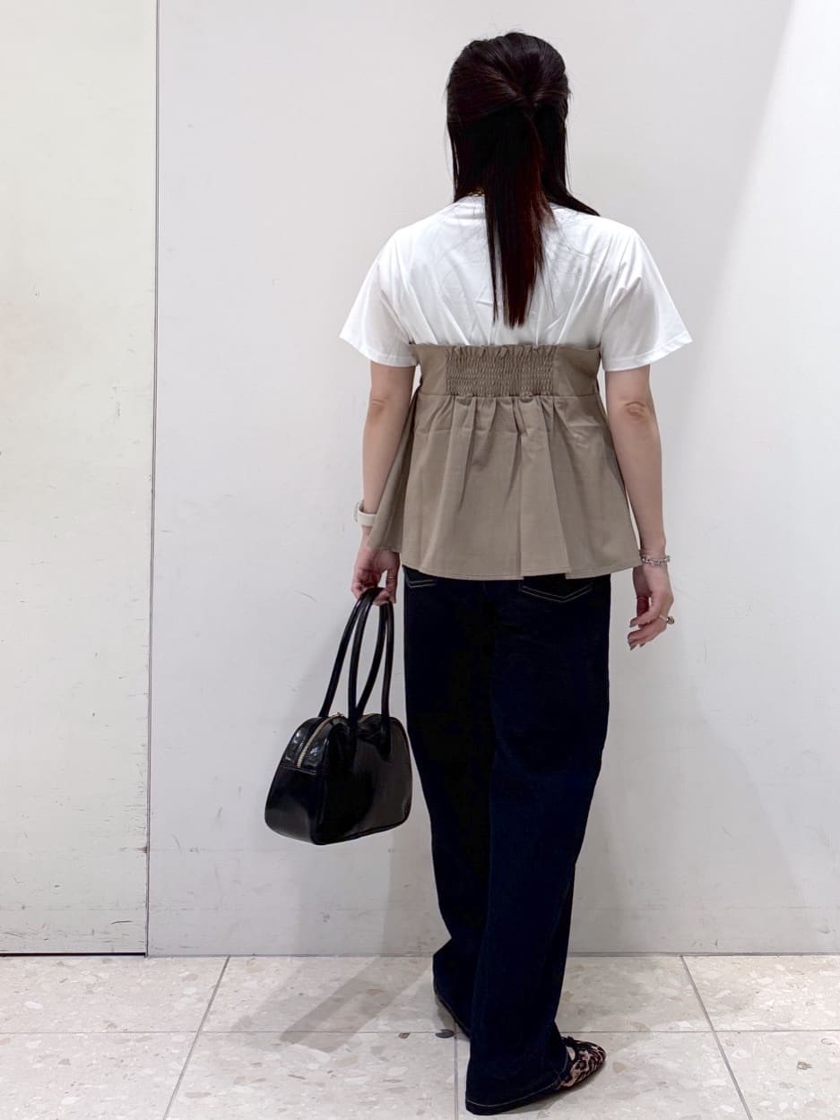 mameさんの「OPAQUE.CLIP｜タックビスチェドッキングカットソー【洗濯機洗い可】」を使ったコーディネート