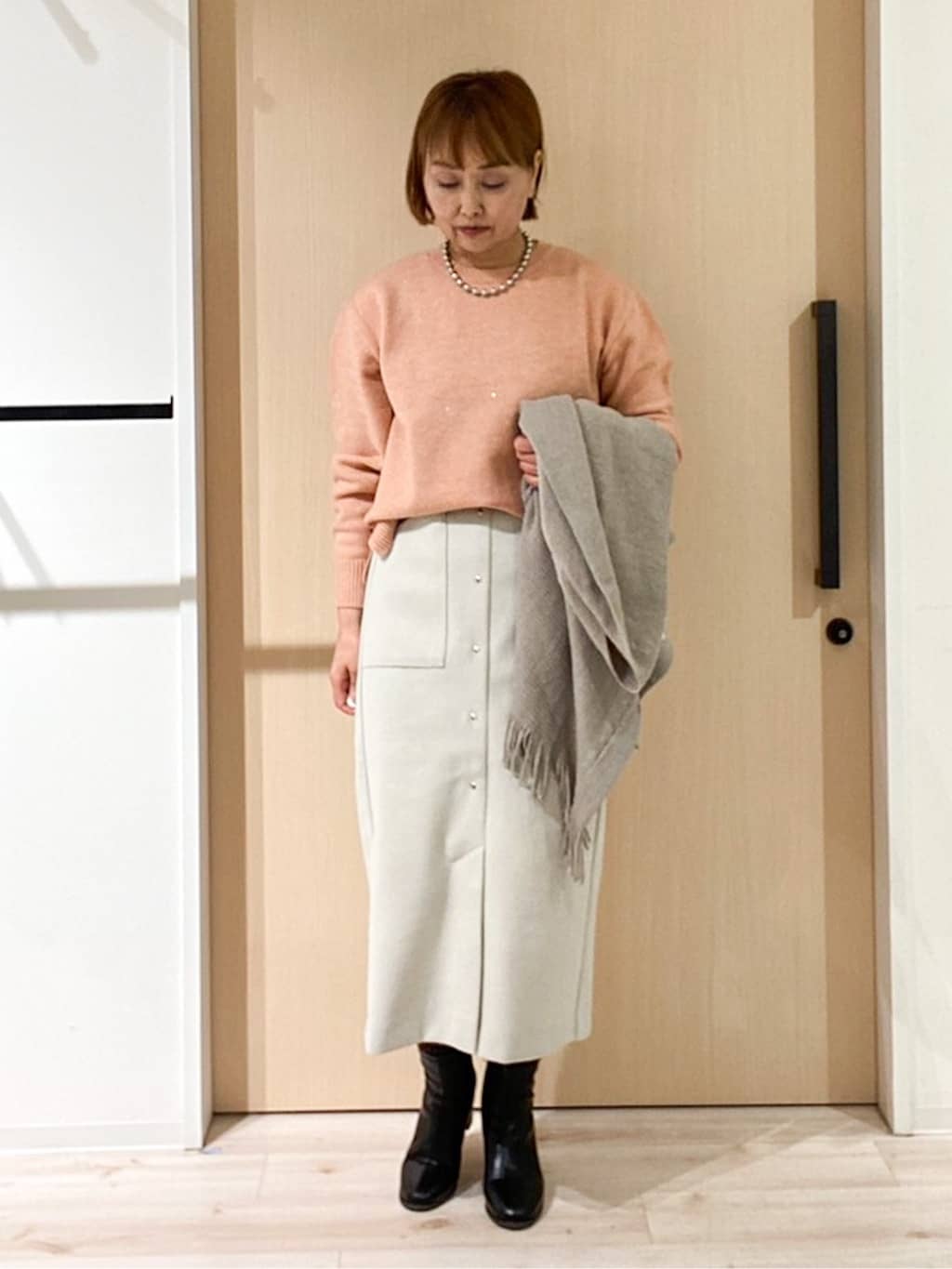 ぷくりんさんの「SHOO･LA･RUE｜【S-LL/洗濯機可】さりげないラメが上品　クルーネックニット」を使ったコーディネート