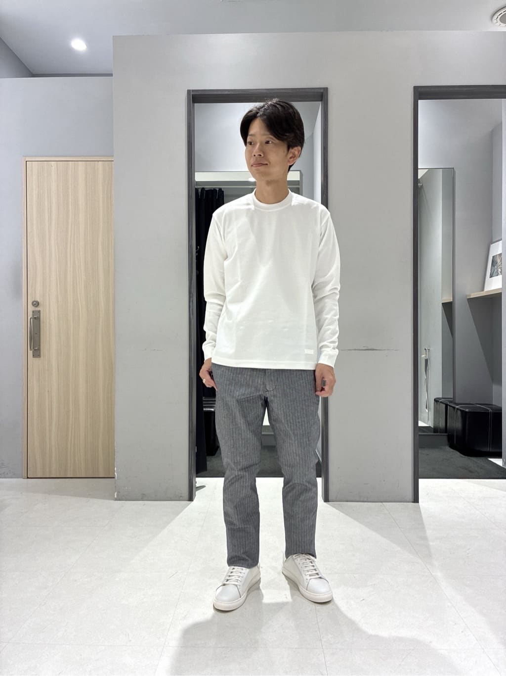 わいずみさんの「TAKEO KIKUCHI｜【抗菌防臭/シーズンレス】シアサッカー ジャージシャツ」を使ったコーディネート
