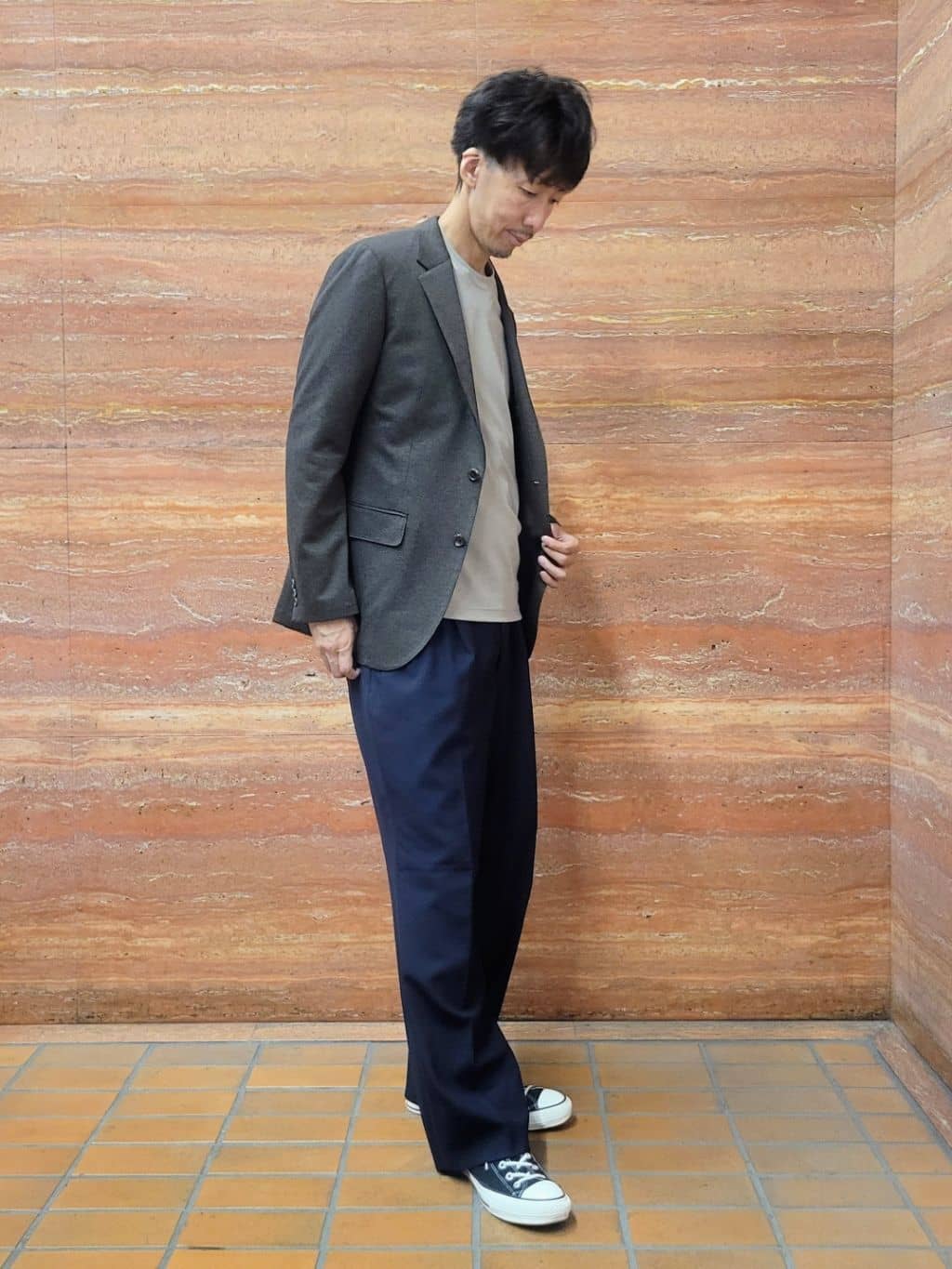 piroyaさんの「TAKEO KIKUCHI｜【None Of Stress】アクティブジャージ 千鳥 ジャケット」を使ったコーディネート
