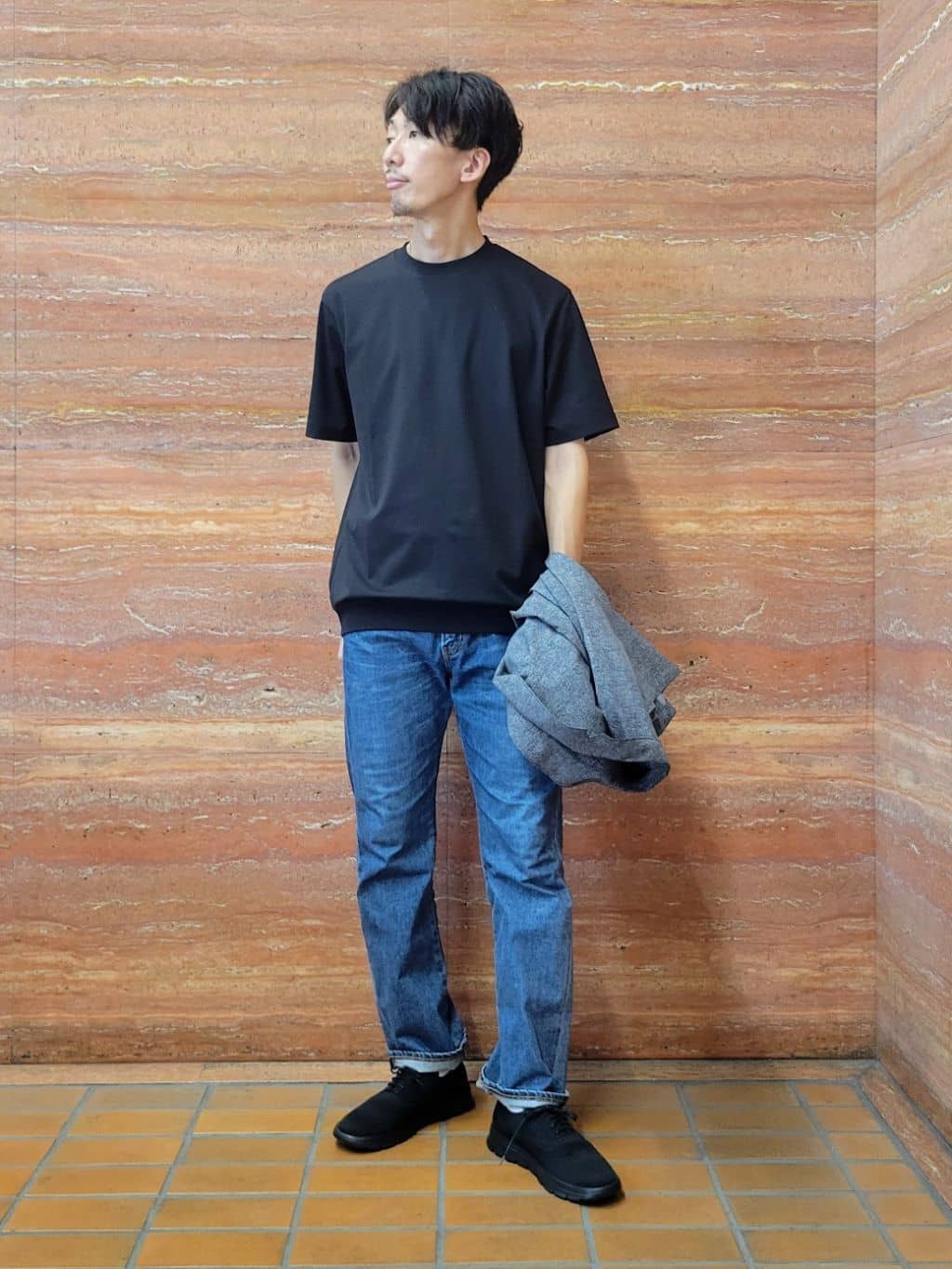 piroyaさんの「TAKEO KIKUCHI｜【抗菌防臭】COOL DOTS（R）ドビープリント ジャケット」を使ったコーディネート