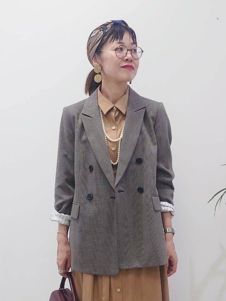 MUTSUKOさんの「UNTITLED｜【セットアップ可】ウールライク ダブルブレストジャケット」を使ったコーディネート