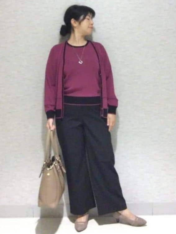 sakoさんの「Reflect｜【WEB先行カラーあり／手洗い可／アンサンブル可】バイカラーカーディガン」を使ったコーディネート