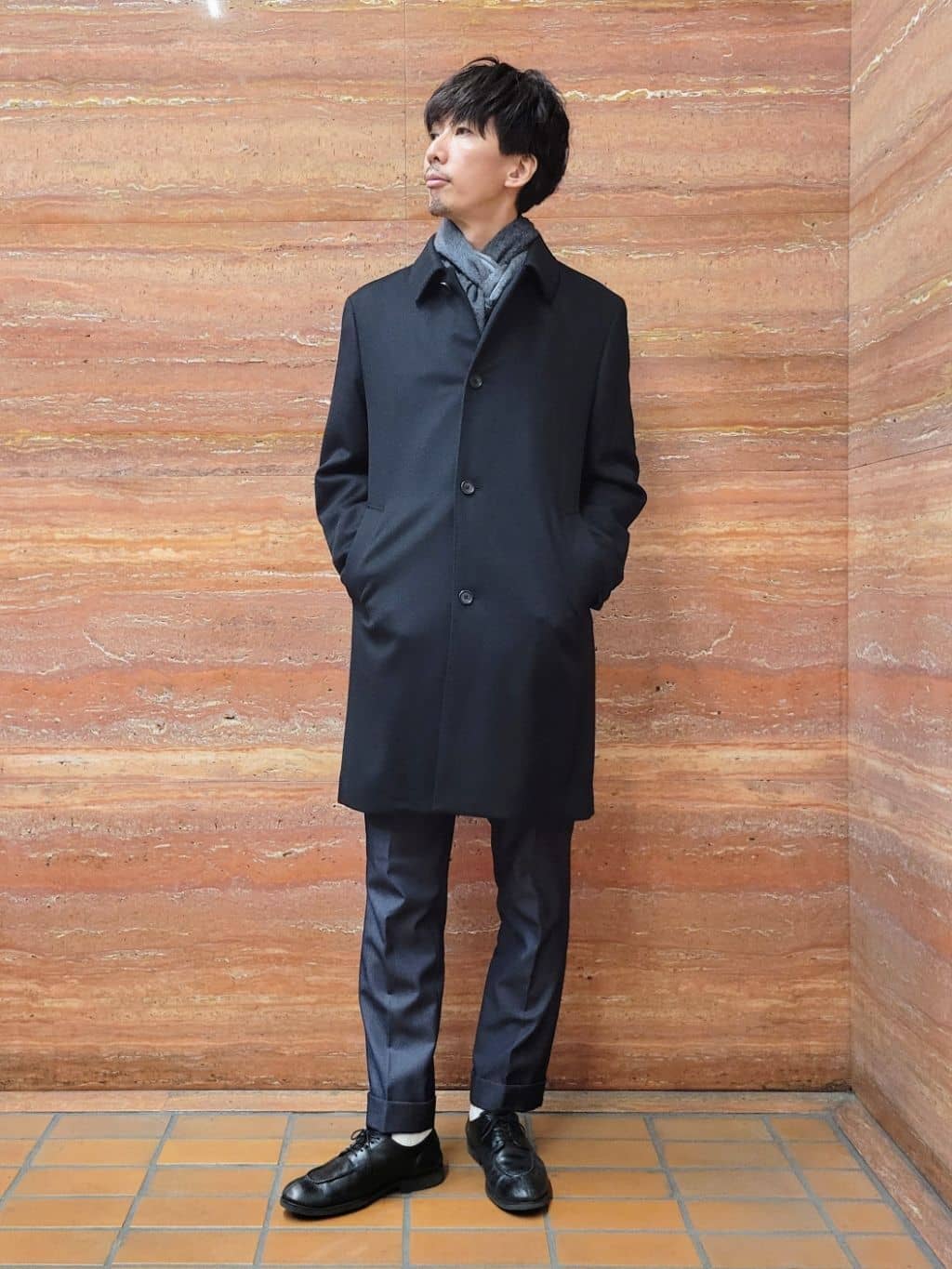 piroyaさんの「TAKEO KIKUCHI｜カシミヤブレンド ビーバー調ステンカラーコート」を使ったコーディネート