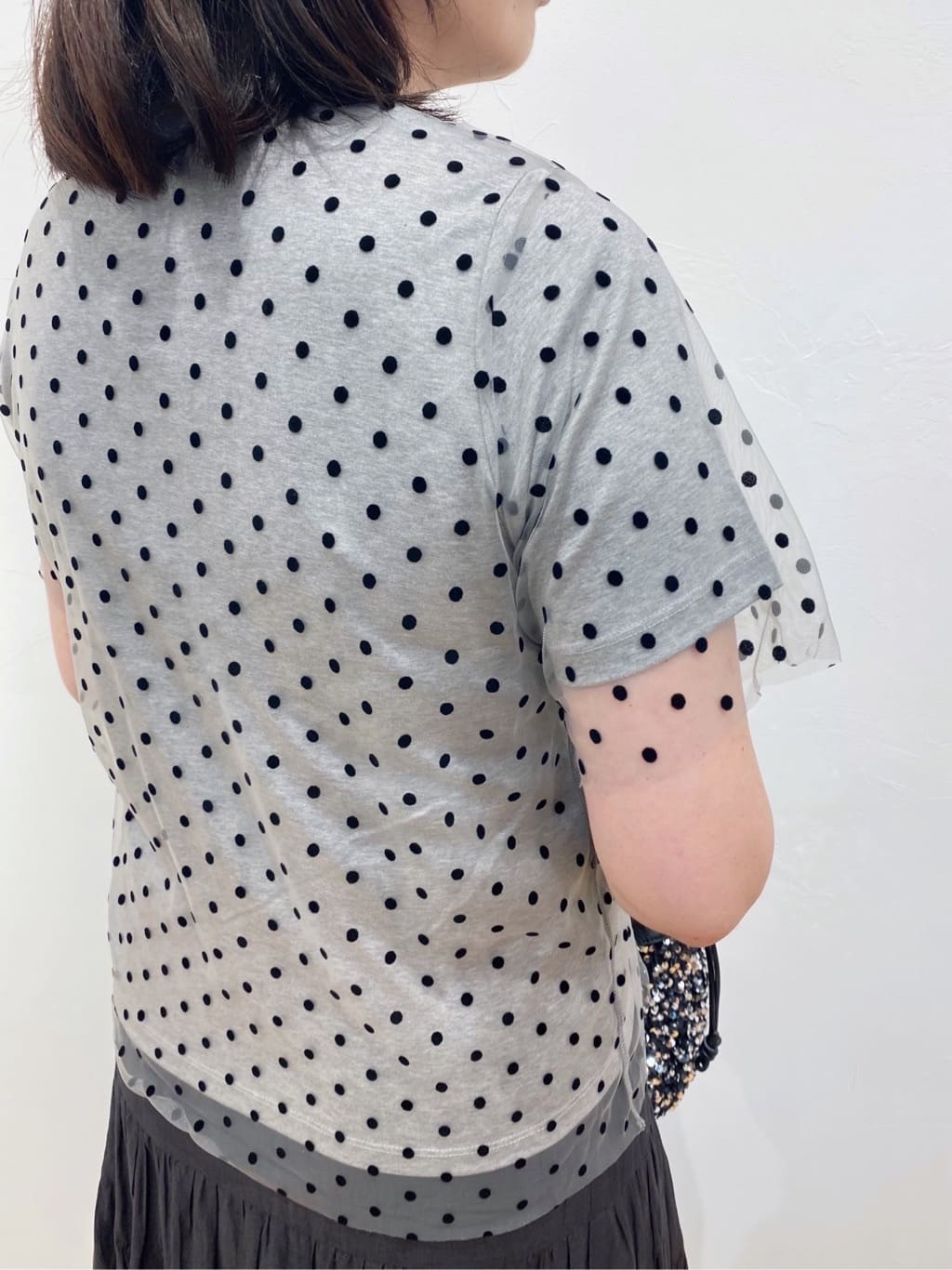 Sawaguchiさんの「DRESSTERIOR｜スパンコール2WAY巾着バッグ」を使ったコーディネート