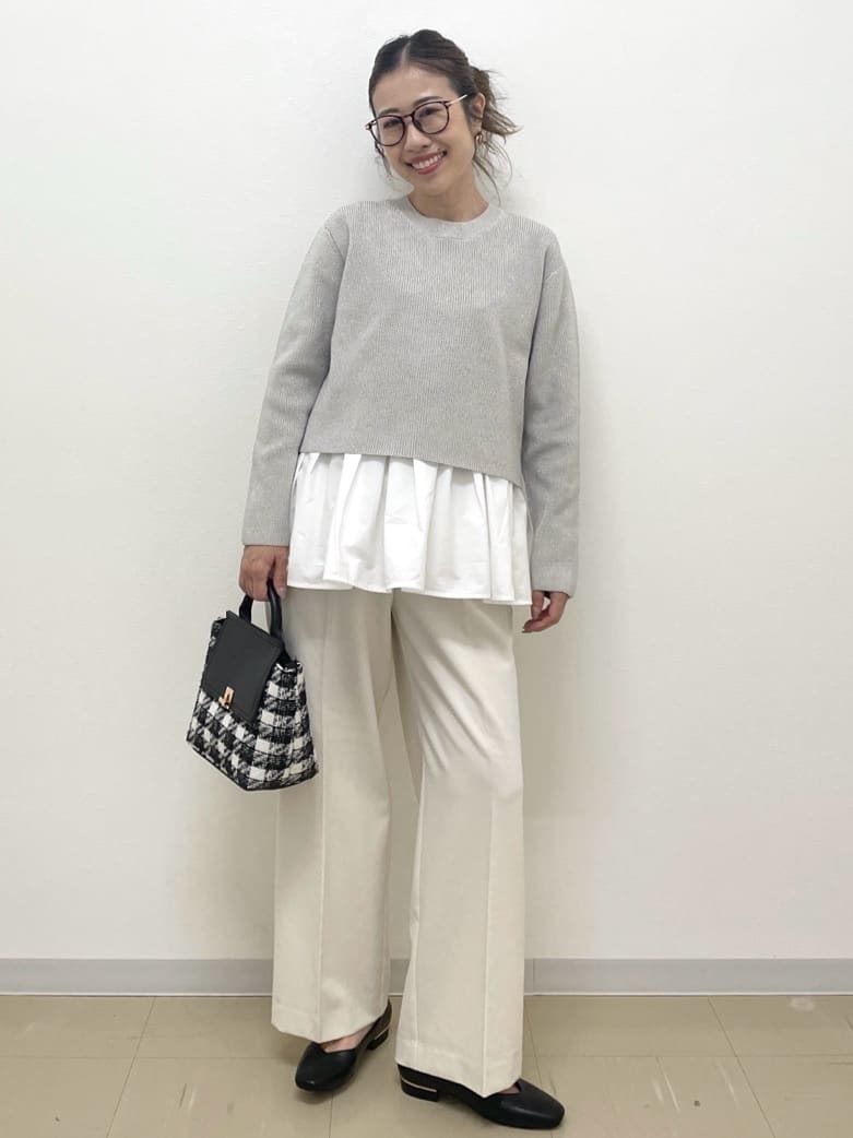 Akiさんの「OPAQUE.CLIP｜《ツインセット》ショートラメニット&times;フレアタンクトップ【洗濯機OK】」を使ったコーディネート