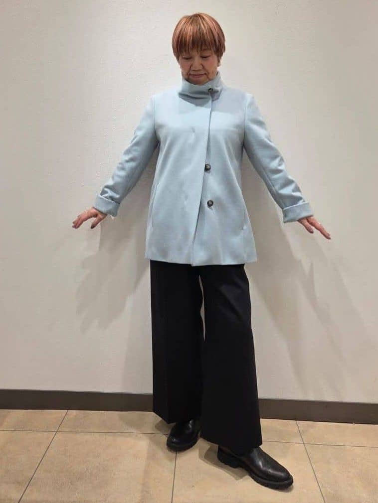 yoshiさんの「Reflect｜【SS-4Lサイズ／衿が顔に当たらない◎】スタンドネックミドルコート」を使ったコーディネート