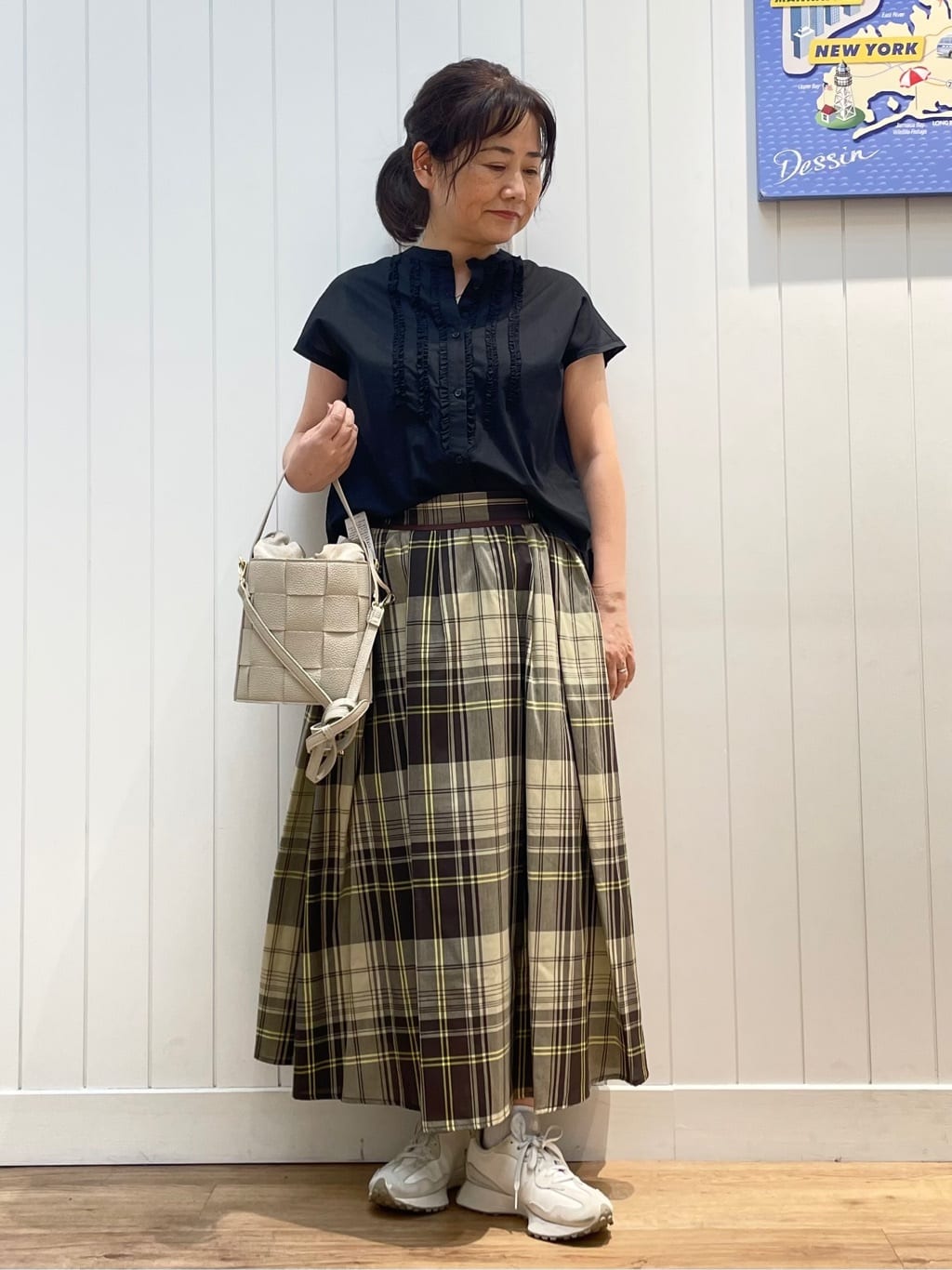 msatoさんの「Dessin｜【洗える】スタンドカラーフリルブラウス」を使ったコーディネート